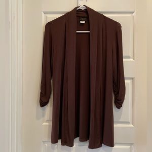 MOD Lusive Brown Soft Jersey Long Open Cardigan, Size XS, EUC